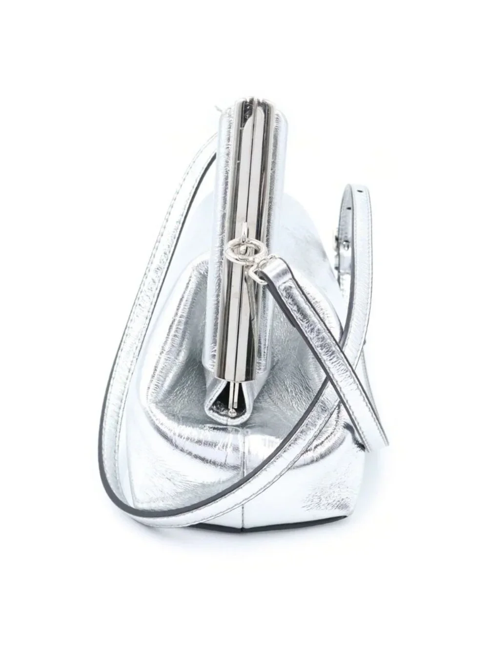 Fendi First Small Leather 2-Way Clutch Shoulder Bag Silver